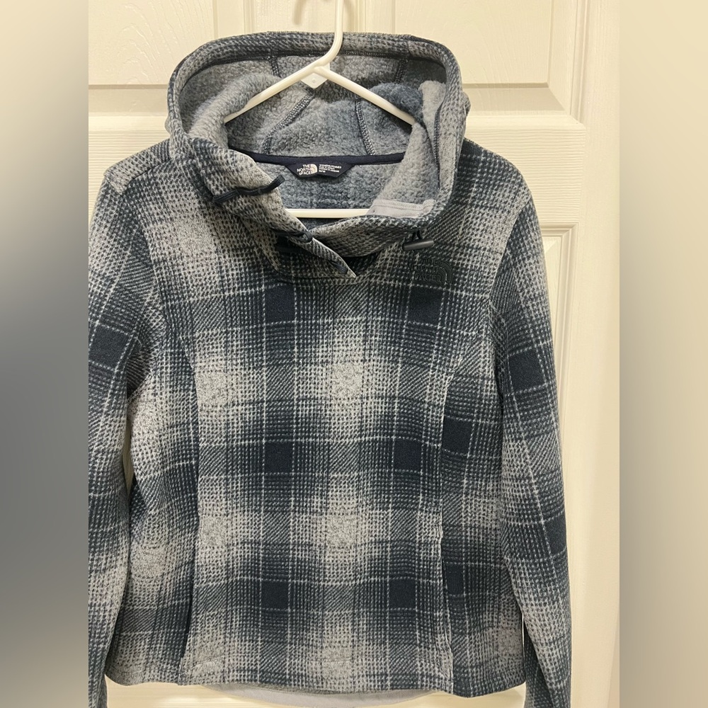 The North Face Gray Plaid Fleece Jacket